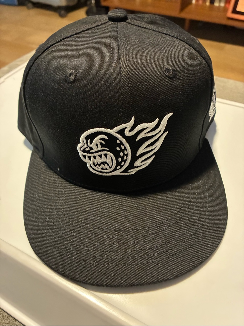 New Black golf Cap with White Flaming Logo - Men Accessories